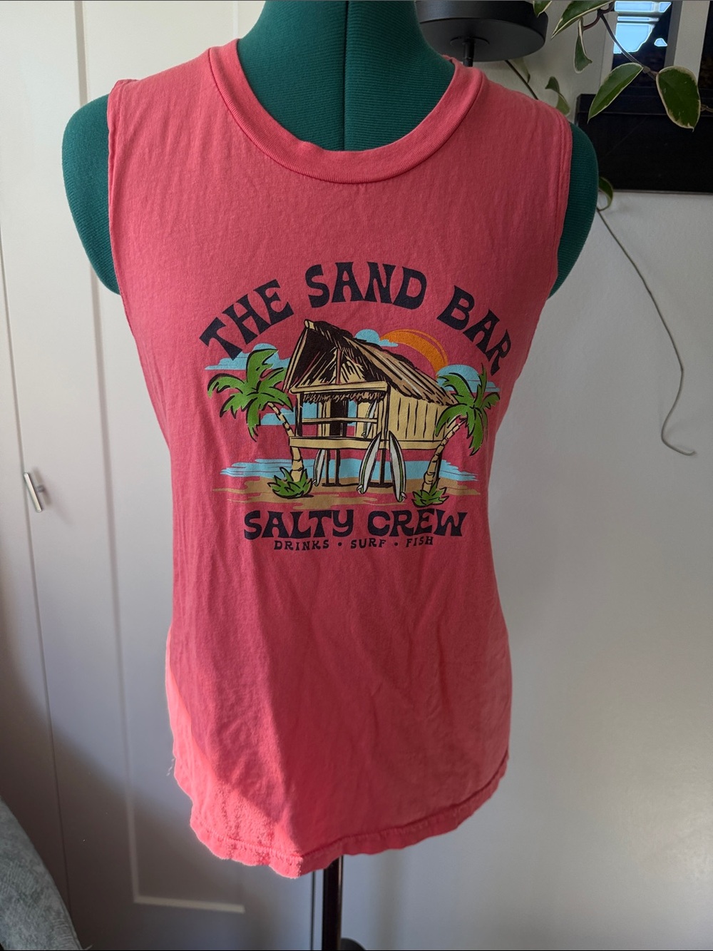 Salty Crew Coral Graphic Tank Top with Beach Hut Print
